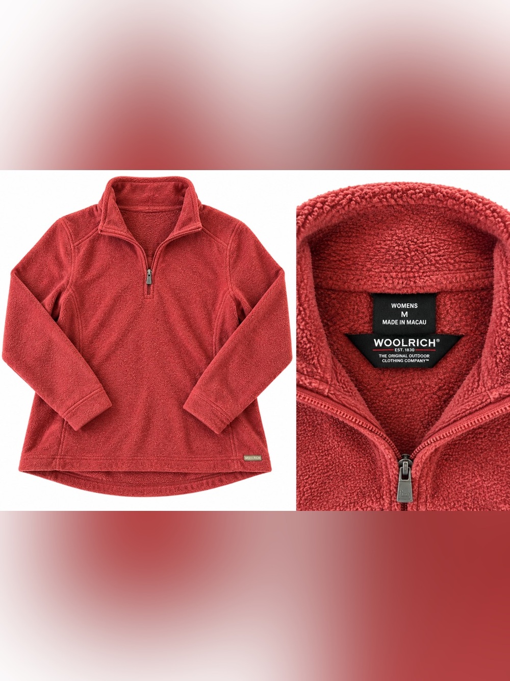 Woolrich Women Red Quarter-Zip Sherpa Pullover